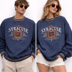 90s Vintage Syracuse Orangemen Sweatshirt Large Embroidered Crewneck Made USA